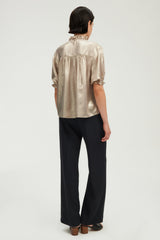 UMBERTA GOLD-TONE RUFFLED BLOUSE
