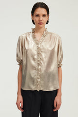 UMBERTA GOLD-TONE RUFFLED BLOUSE