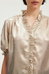 UMBERTA GOLD-TONE RUFFLED BLOUSE