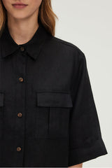 URSE BLACK LOOSE LINEN SHIRT