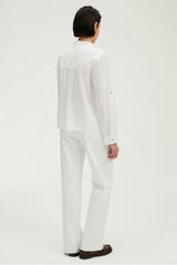 URSY ECRU ROUND COLLAR COTTON SHIRT