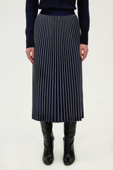 VALLY TWO-TONE NAVY PLEATED SKIRT