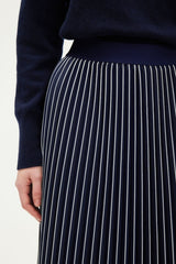 VALLY TWO-TONE NAVY PLEATED SKIRT
