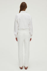 JULIEN ECRU 7/8 SLIM TROUSERS