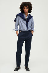 JULIEN NAVY 7/8 SLIM TROUSERS