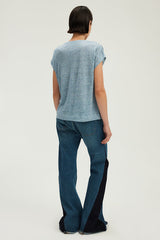 GAIL GATHERED SHOULDER LINEN T-SHIRT