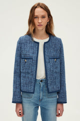 RAFEA BRAIDED TRIM TWEED JACKET