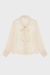 AMELINA LUREX AND BOW STRIPED SHIRT