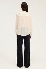 AMELINA LUREX AND BOW STRIPED SHIRT