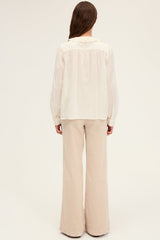 AMINA ROMANTIC NECKLINE COTTON BLOUSE