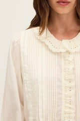 AMINA ROMANTIC NECKLINE COTTON BLOUSE