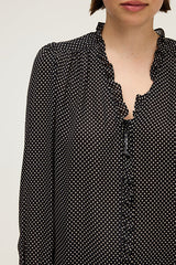 AZARIA POLKA DOTS RUFFLED SOFT SHIRT
