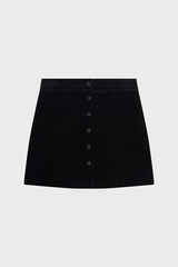 BINA BUTTONED SMOOTH VELVET MINI SKIRT