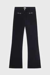 CHRYS HORSEBIT VELVET FLARE TROUSERS