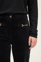 CHRYS HORSEBIT VELVET FLARE TROUSERS