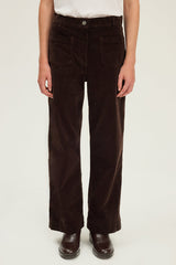CHARLENE CINNAMON WIDE-LEG VELVET TROUSERS