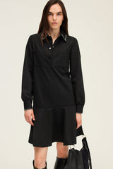 LISON RUFFLED HEM POLO COLLAR DRESS