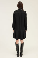 LISON RUFFLED HEM POLO COLLAR DRESS