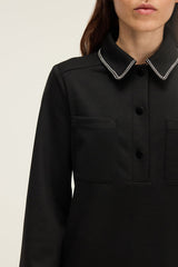 LISON RUFFLED HEM POLO COLLAR DRESS