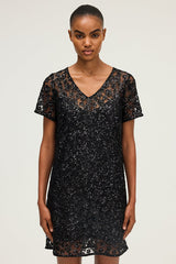 LORINE SEQUINED FLORAL MINI DRESS