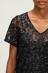 LORINE SEQUINED FLORAL MINI DRESS