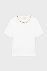 HASNA RHINESTONE COTTON T-SHIRT