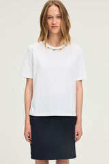 HASNA RHINESTONE COTTON T-SHIRT