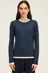 HALIMA NAVY LAYERING EFFECT T-SHIRT