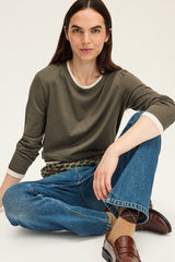 HALIMA KAKI LAYERING EFFECT T-SHIRT