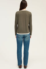 HALIMA KAKI LAYERING EFFECT T-SHIRT