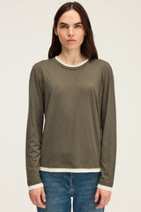 HALIMA KAKI LAYERING EFFECT T-SHIRT