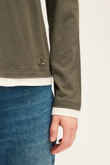 HALIMA KAKI LAYERING EFFECT T-SHIRT