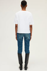 HEVA ECRU ROUND COLLAR COTTON T-SHIRT