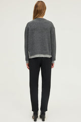 ELWINA TWO-TONE WOOL CARDIGAN