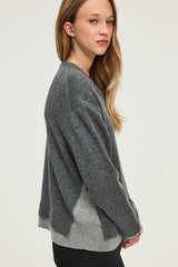 ELWINA TWO-TONE WOOL CARDIGAN
