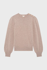 ELOISE BEIGE PLEATEDSHOULDERS WOOL SWEATER