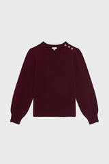 ELOISE RED PLEATEDSHOULDERS WOOL SWEATER