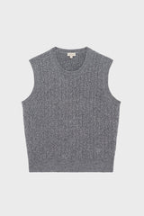 ELWINNA CABLE WOOL SLEEVELESS SWEATER