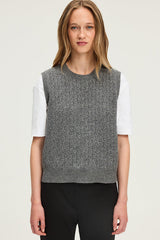 ELWINNA CABLE WOOL SLEEVELESS SWEATER