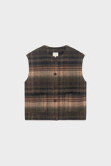 NOURA CHECKED SLEEVELESS JACKET