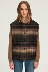 NOURA CHECKED SLEEVELESS JACKET