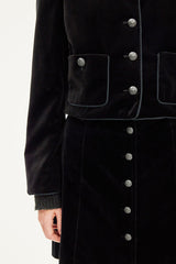 NOA COLLARLESS VELVET SHORT JACKET