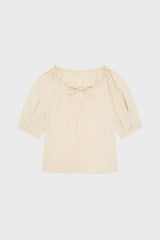 CERISE ELASTICATED COTTON NECKLINE BLOUSE