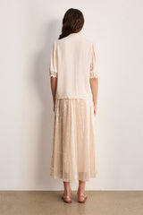 CLEMENTINE FLOWING BUTTONED RUFFLED BLOUSE