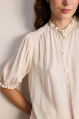 CLEMENTINE FLOWING BUTTONED RUFFLED BLOUSE