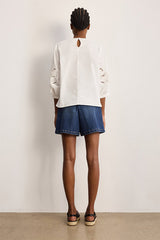 CLEMENCE EMBROIDERED COTTON BLOUSE