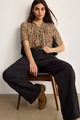 CATIA LEOPARD RUFFLE SHIRT