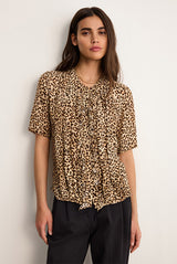 CATIA LEOPARD RUFFLE SHIRT