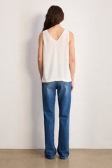 CHRISTELLE ECRU FLUID EMBROIDERY TOP