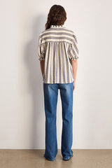CAYLA STRIPED RUFFLED BLOUSE